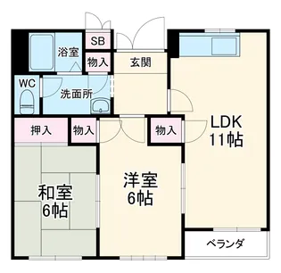レーベンハイツ湘南【0201号室】の間取り