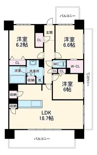 ロイヤルパークスERささしま EAST【1231号室】の間取り