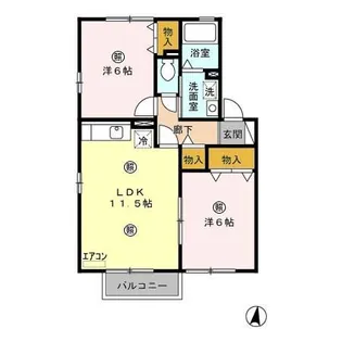 ハピネスB【2階】の間取り