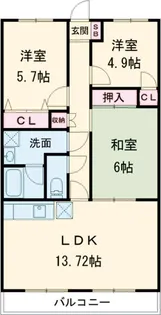 ヴェールノーヴァ【107号室】の間取り