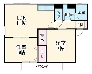 コスモ光B【201号室】の間取り