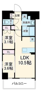 エル・セレーノ横浜【8階】の間取り
