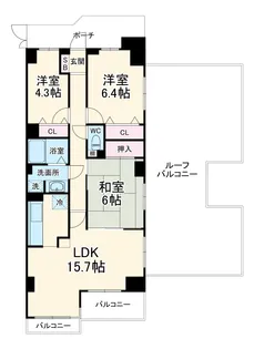 コスモ千葉グレイスヒルズ【6階】の間取り
