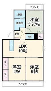 ラ・カシータ土一揆【105号室】の間取り