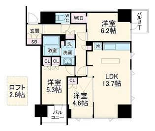 コンフォリア大宮【0904号室】の間取り