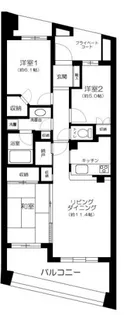 プラウド元住吉【4階】の間取り