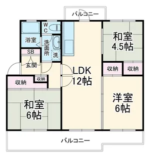 みつわ台団地16号棟【3階】の間取り