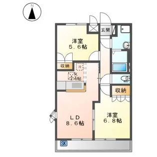 ハスヤマC【1階】の間取り