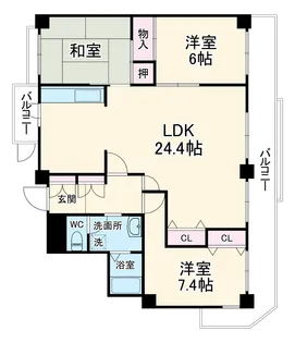 プチロイヤル緑地公園【8階】の間取り