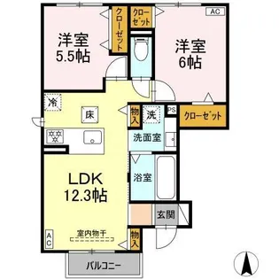 Honey Nest A棟【101号室】の間取り