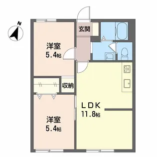 ルミエール黒田【102号室】の間取り
