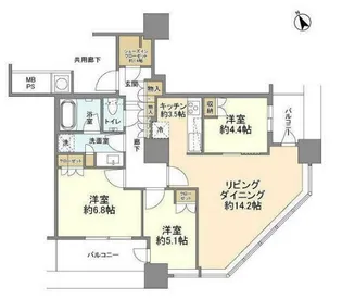 ザ・パークハウス西新宿タワー60【31階】の間取り