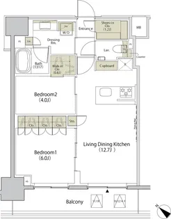 ザ パークハビオ江古田【1402号室】の間取り