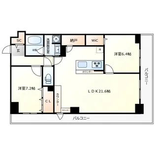 グランセジュール大国町【4階】の間取り