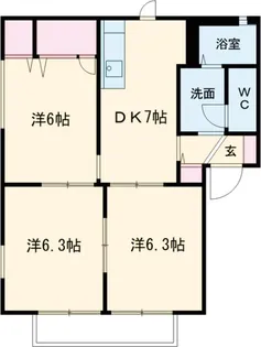 タウンハイツ東峰C【102号室】の間取り