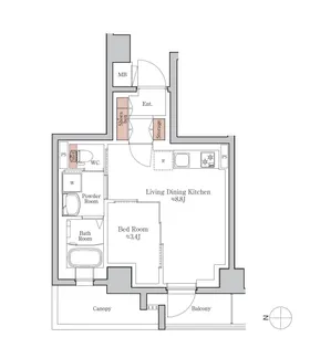 ジオエント四条大宮【6階】の間取り