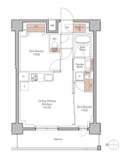 ジオエント四条大宮【6階】の間取り