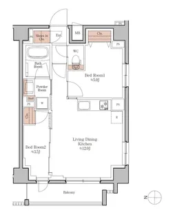 ジオエント四条大宮【6階】の間取り