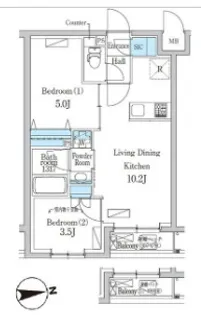 デュオフラッツ千歳船橋【1階】の間取り
