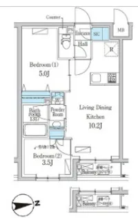 デュオフラッツ千歳船橋【3階】の間取り