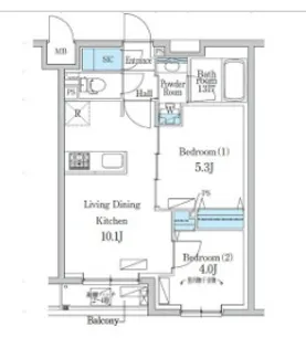 デュオフラッツ千歳船橋【3階】の間取り