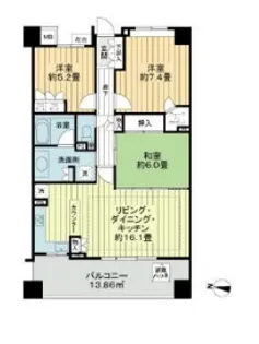 グランフォート用賀【3階】の間取り