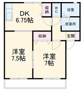 パインテラスB【202号室】の間取り