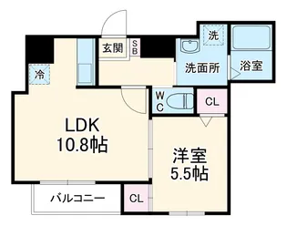 カルムセゾン【202号室】の間取り