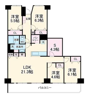 大船第参パークタウンF棟【5階】の間取り