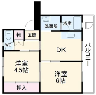 ビレッジハウス検見川5号棟【206号室】の間取り