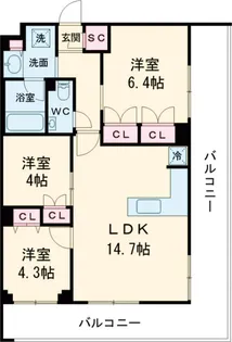 メゾンドオンディーヌ【3階】の間取り