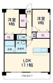 ヒルザコートⅡ【5階】の間取り