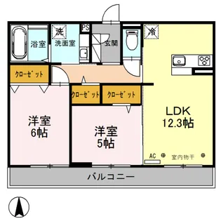 ムサオゴAS【303号室】の間取り