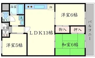 谷川第一マンション【3階】の間取り