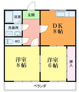 コーポ六苑作野B棟【105号室】の間取り