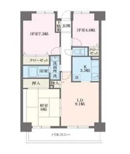 コンフォート津田沼壱番館【7階】の間取り