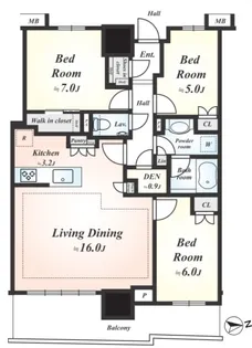 幕張ベイパークライズゲートタワー【27F号室】の間取り
