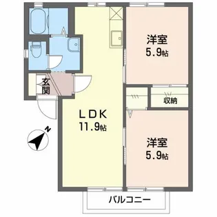 シプレーヌ大村A【1階】の間取り