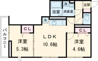 グラナーデ六町Ⅱ【3階】の間取り