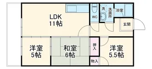 フェリッツ山西【3階】の間取り