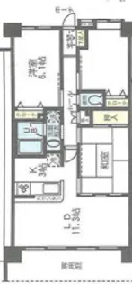 クイーンズレゾン末広【5階】の間取り