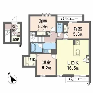 サリーチェ A【202号室】の間取り