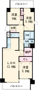 宇都宮プラザ【F-1210号室】の間取り