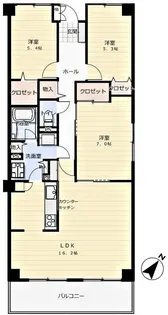 パレスヤマゴ【03070号室】の間取り