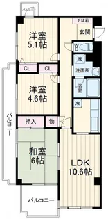 アークフィールズ市川【5階】の間取り