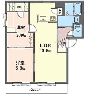 イル・デ・パンB【2階】の間取り