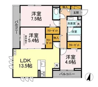 (仮称)D-ROOM市川南3丁目【3階】の間取り