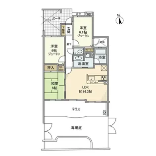 レクセルマンション武蔵野台【1階】の間取り