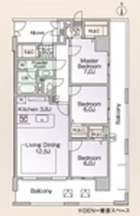 ロイヤルパークス新田【916号室】の間取り