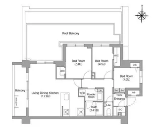 コンフォリア・リヴ永福町【5階】の間取り
